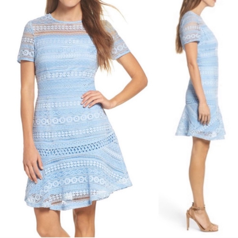 Chelsea28 Blue French Lace Sheath Mini Dress NWT